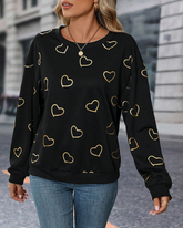 Enkel sweatshirt med hjärtmönstertryck